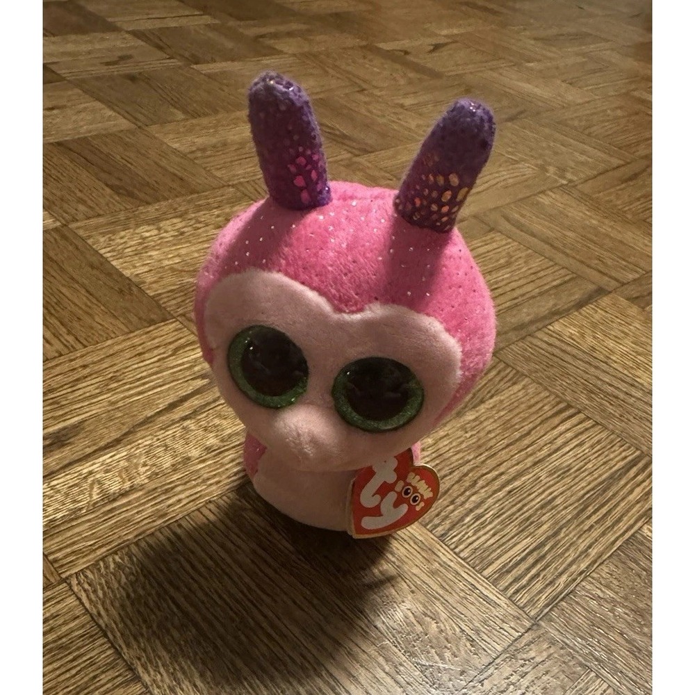 Ty Beanie Boos 6" SCOOTER Snail Pink Plush Boo Glitter Sparkly‎ Eyes 2016 NEW